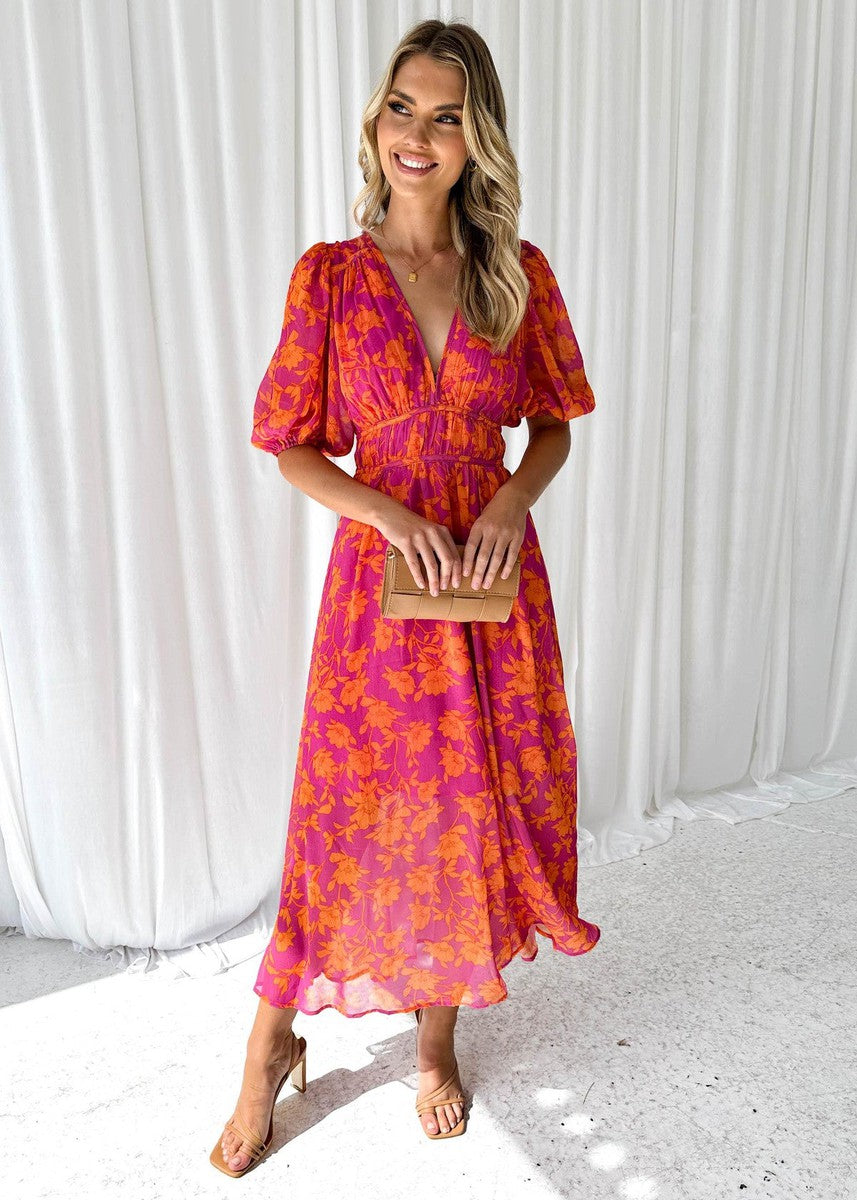 Women’s Floral Midi Wedding Guest Dress