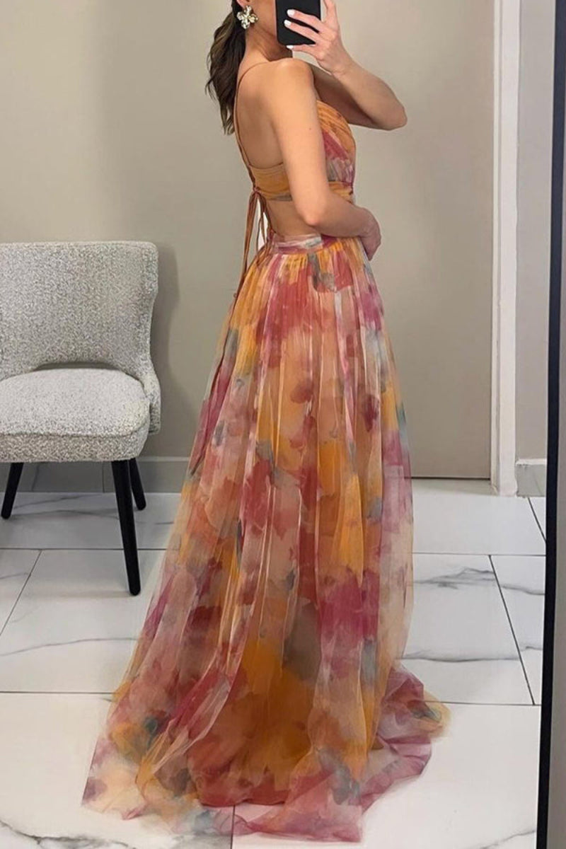 Women’s Floral Wrap Maxi Wedding Guest Dress