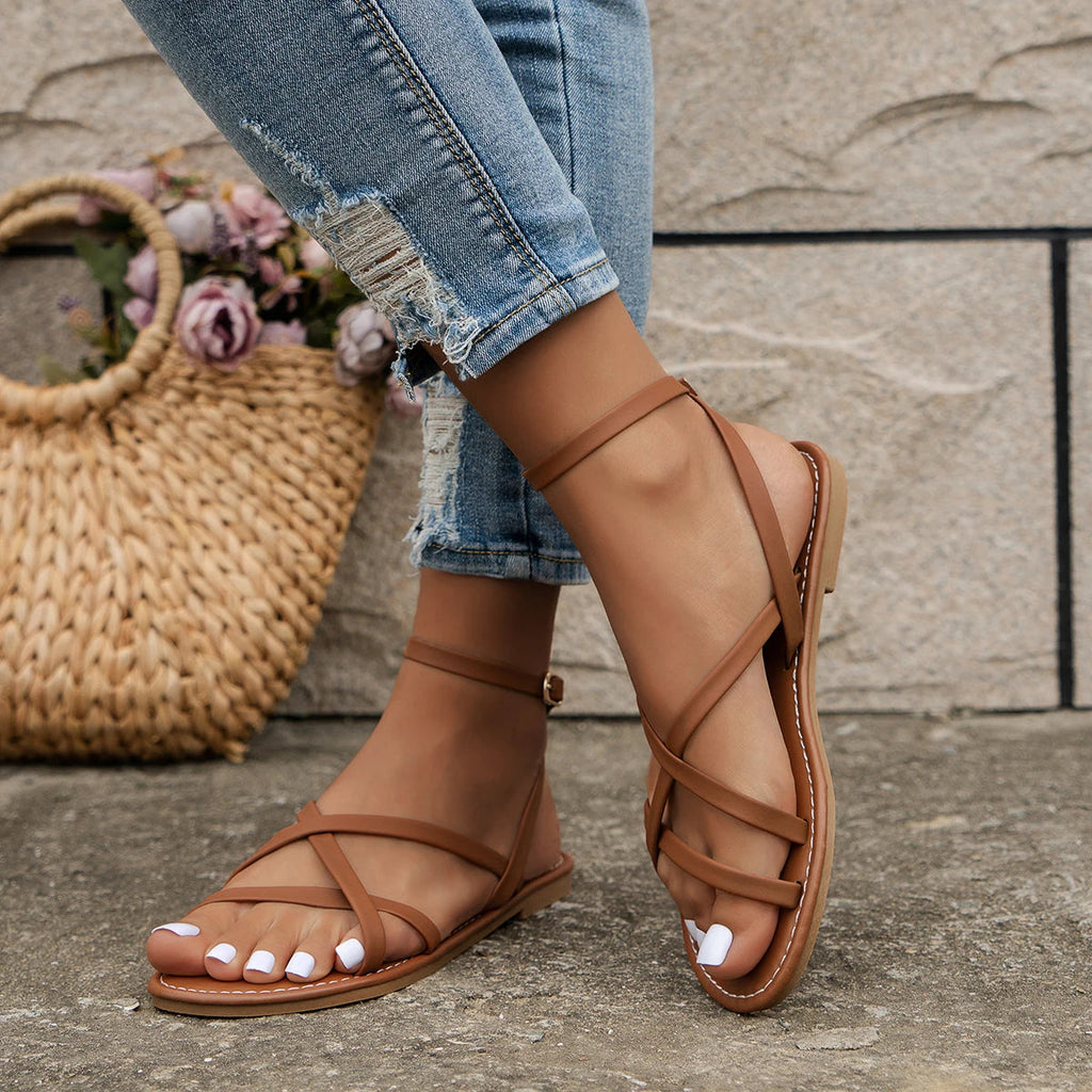 Women’s Open-Toe Ankle Strap Flat Sandals