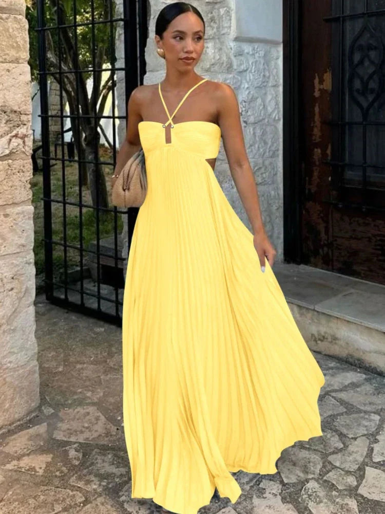 Women’s Pleated Maxi Wedding Guest Dress