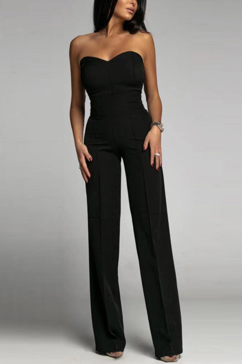 Women’s Strapless Wide Leg Jumpsuit