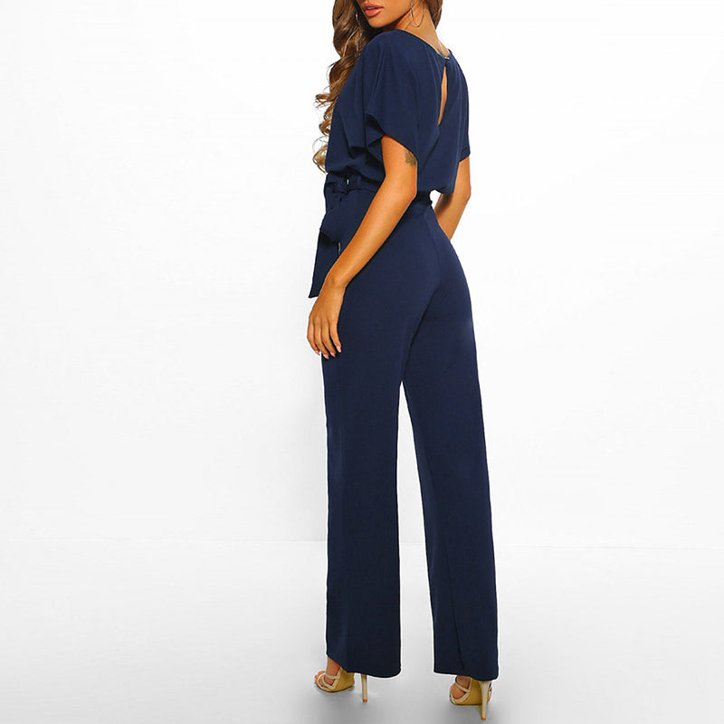 Women’s Wide Leg Belted Jumpsuit