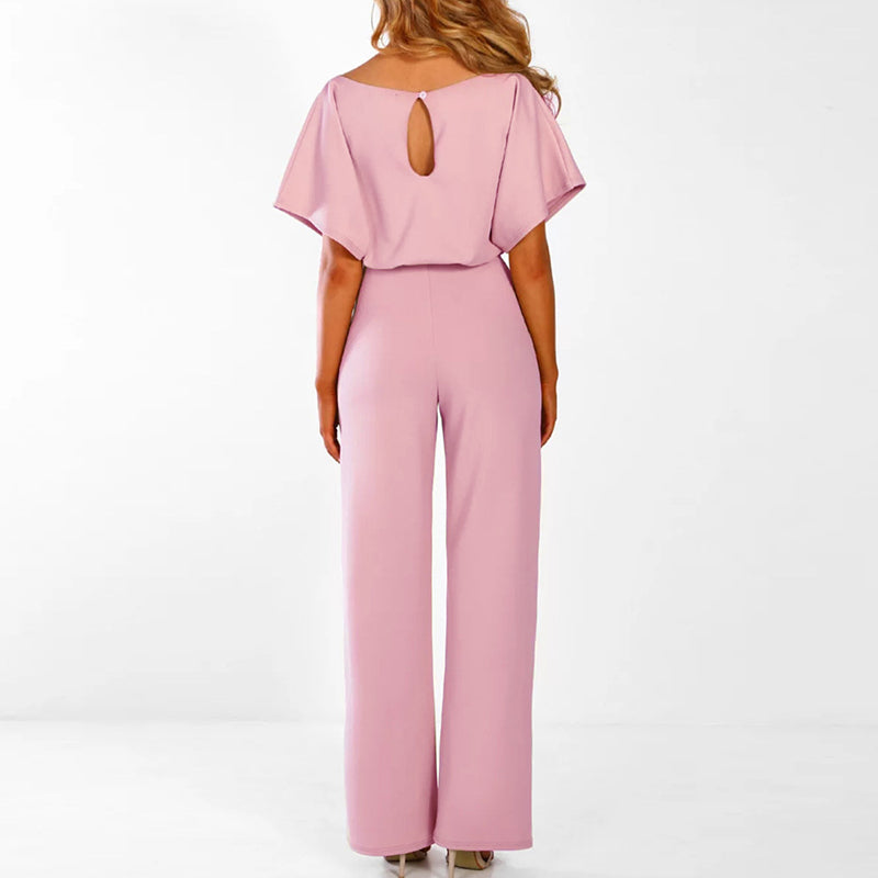 Women’s Wide Leg Belted Jumpsuit