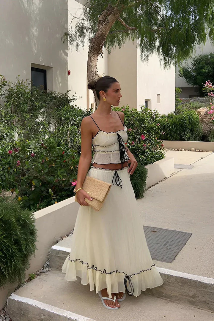 Women’s Boho Crop Top & Maxi Skirt 2 Piece Set