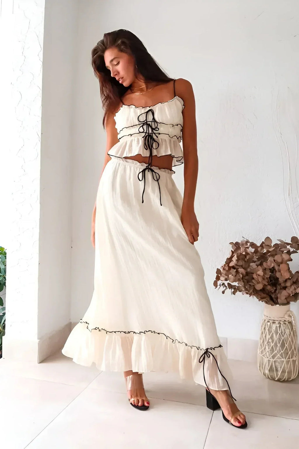 Women’s Boho Crop Top & Maxi Skirt 2 Piece Set