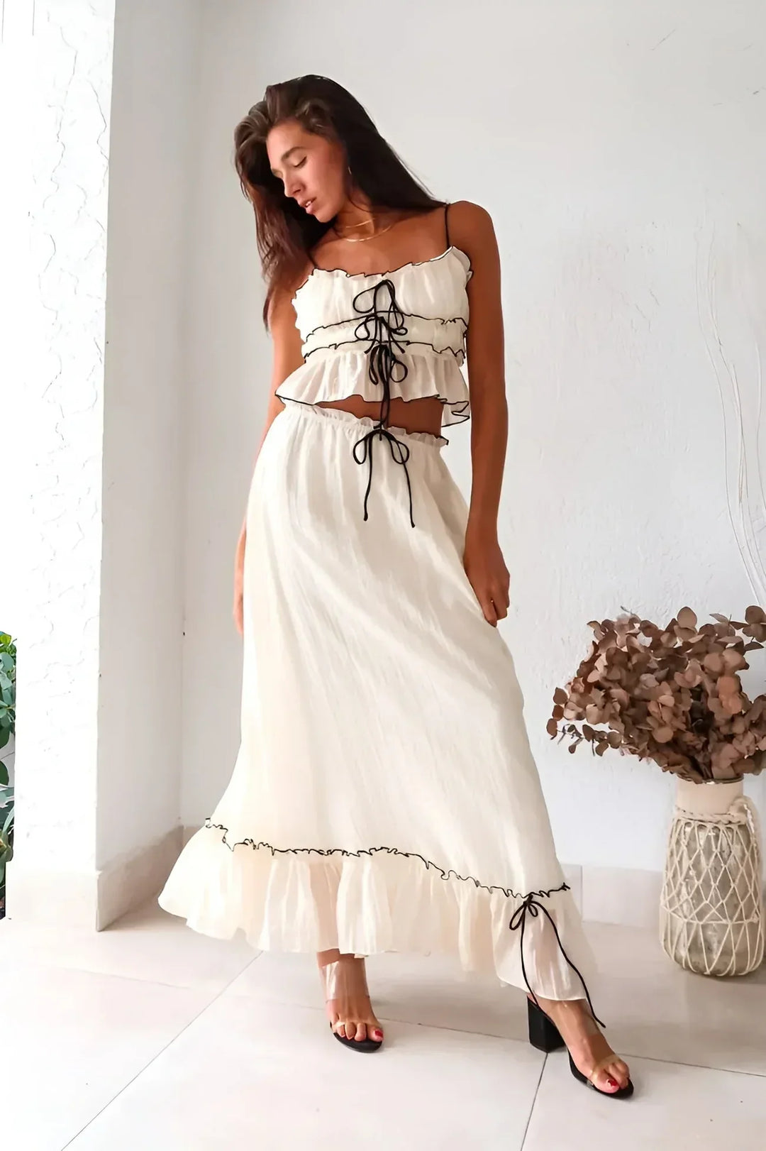 Women’s Boho Crop Top & Maxi Skirt 2 Piece Set
