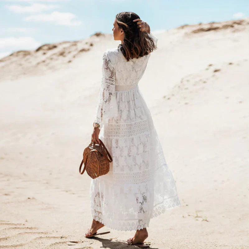 Women’s Boho Lace Long Sleeve Maxi Dress