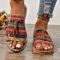 Women’s Boho Tassel Open Toe Slide Sandals