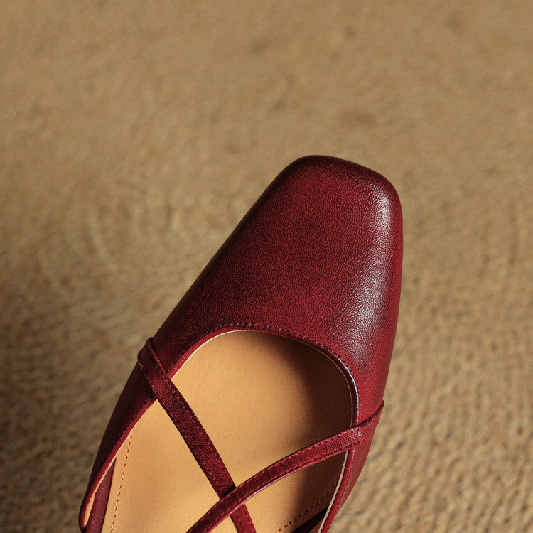 Women’s Closed-Round-Toe Slingback Block Heel Shoes