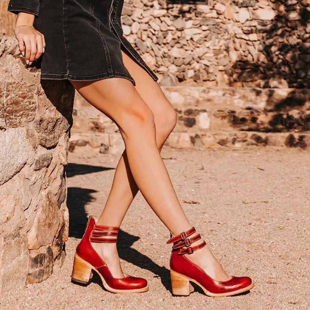 Women’s Closed-Toe Multi Strap Block Heel Ankle Boots