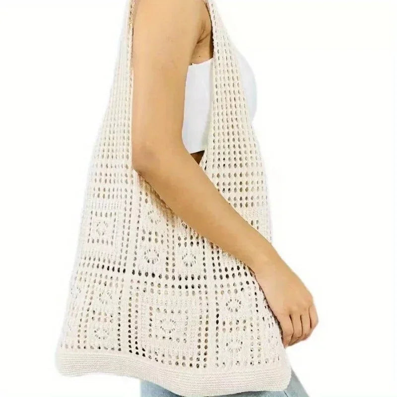Women’s Crochet Shoulder Tote Beach Bag