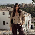 Women’s Double Breasted Cropped Trench Style Jacket