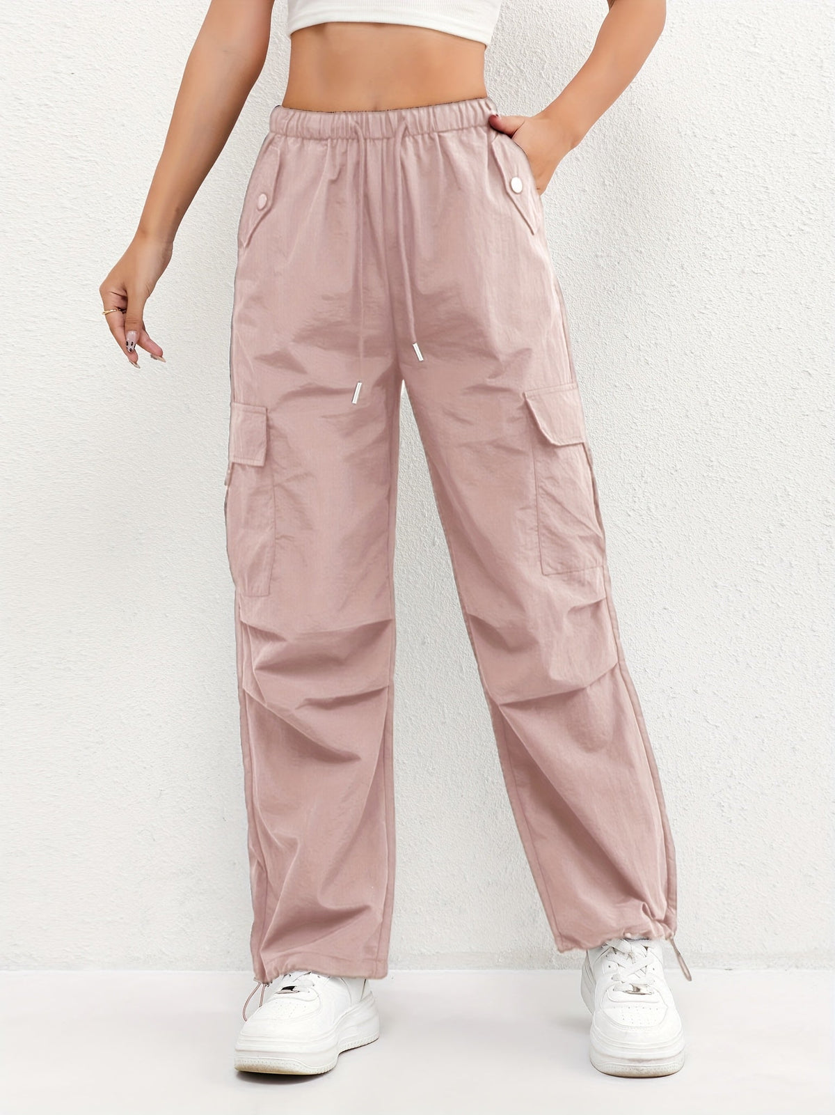 Women’s Drawstring Waist Cargo Parachute Pants