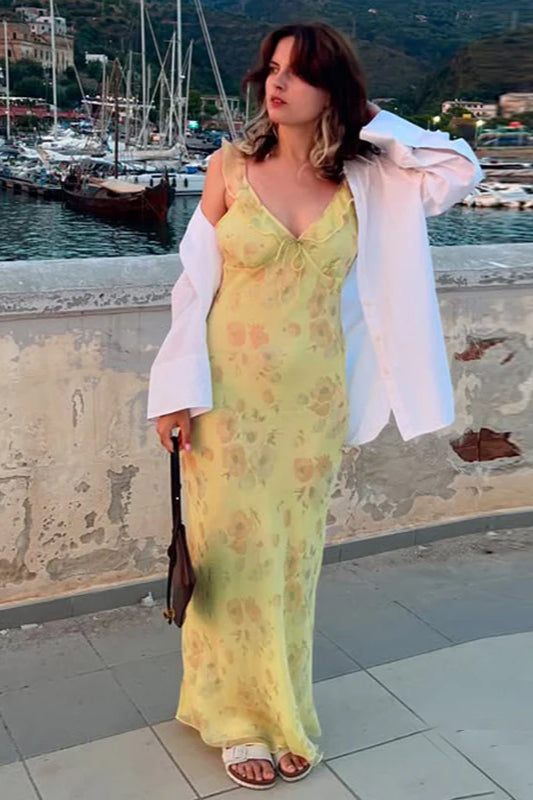 Women’s Floral Spaghetti Strap Slip Maxi Dress
