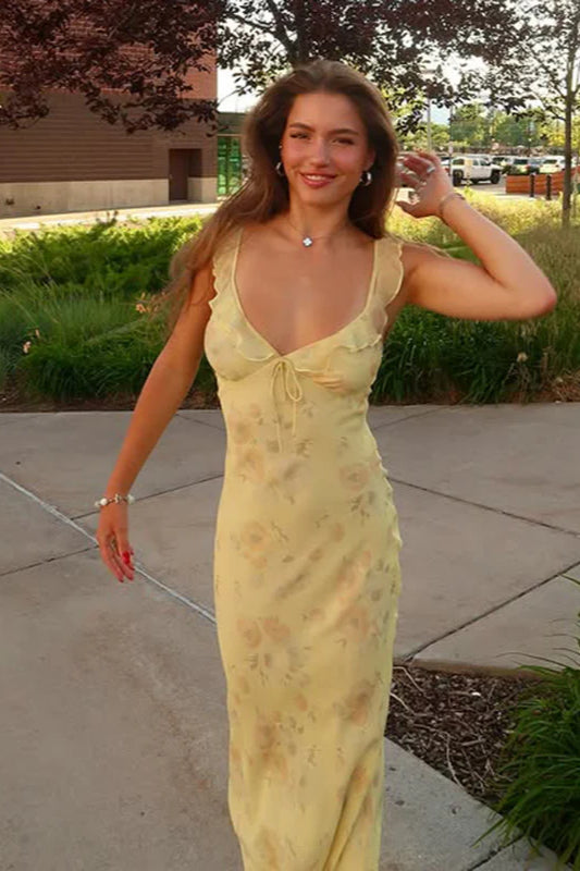 Women’s Floral Spaghetti Strap Slip Maxi Dress
