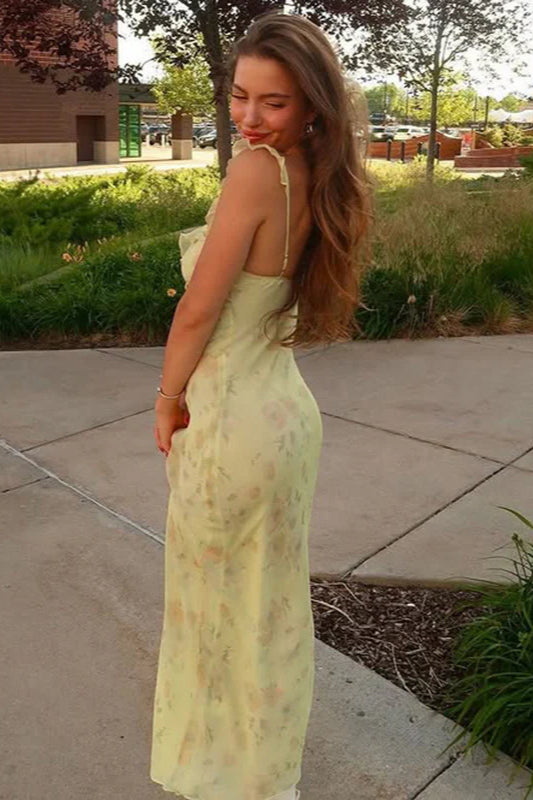 Women’s Floral Spaghetti Strap Slip Maxi Dress