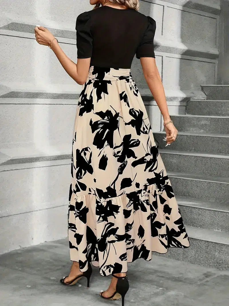 Women’s Floral Tie Waist Maxi Dress