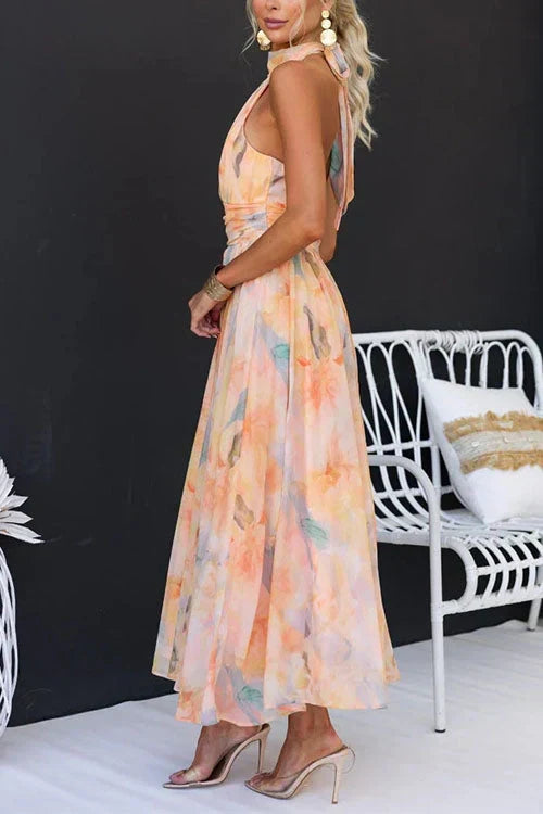 Women’s Halter Maxi Sleeveless Wedding Guest Dress