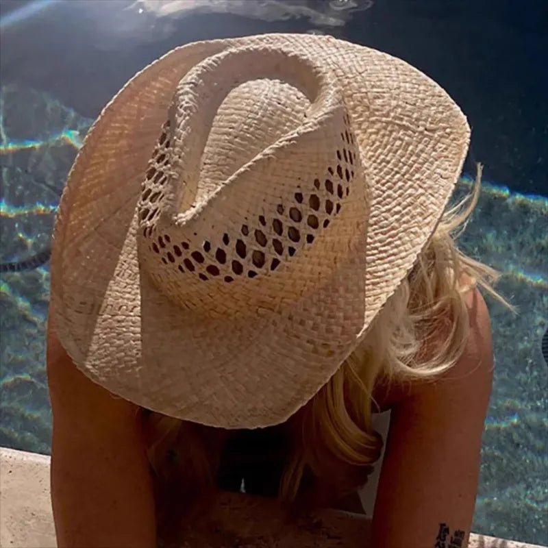 Women’s Hand Woven Raffia Straw Cowboy Hat