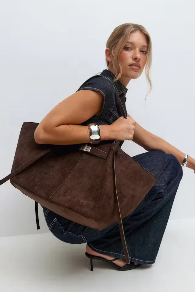 Women’s Large Shoulder Tote Bag with Turn Lock Detail