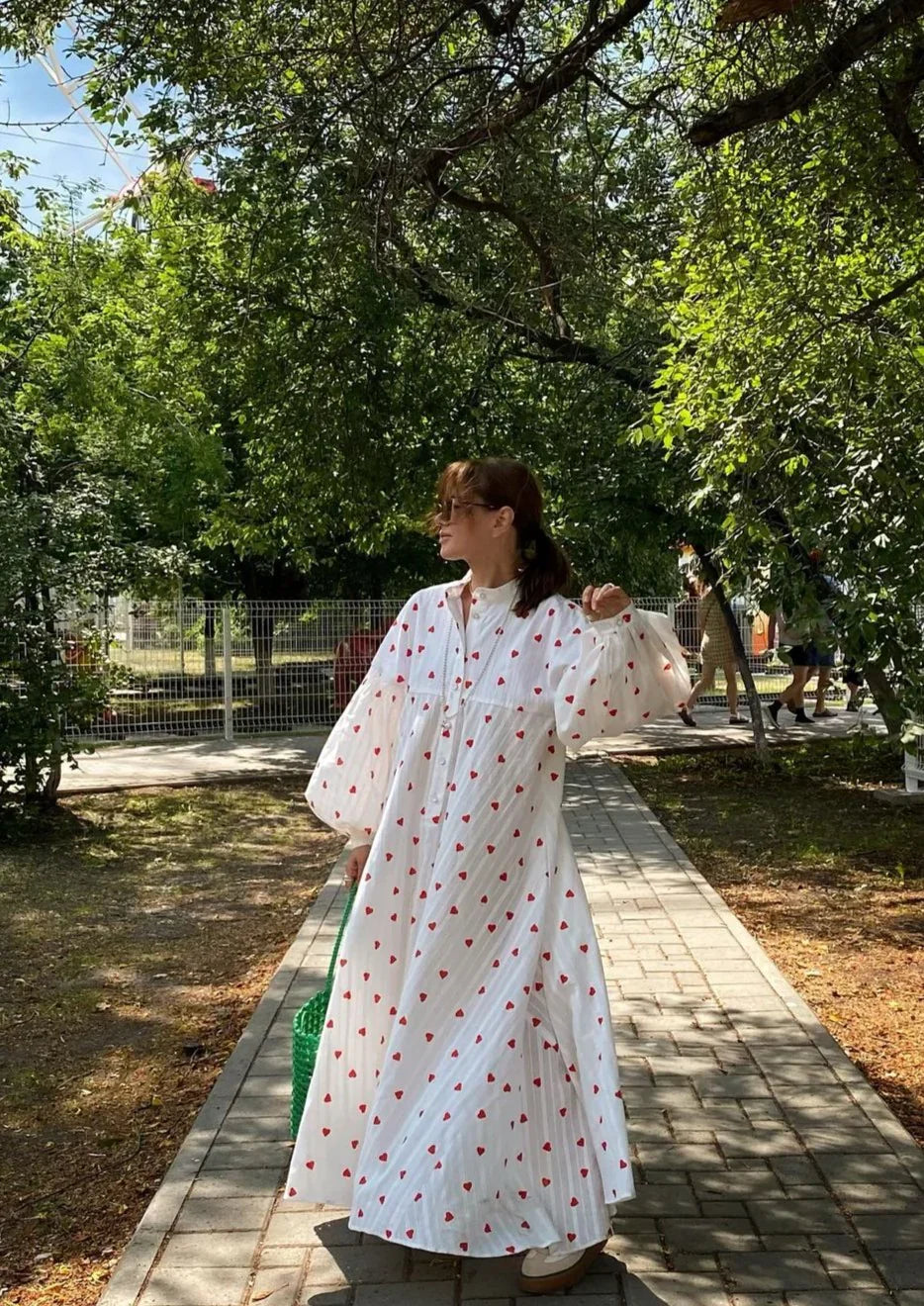 Damen-Maxikleid mit langen Ärmeln und Knopfleiste für den Sommer