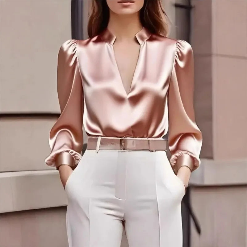 Women’s Long Sleeve V-Neck Blouse