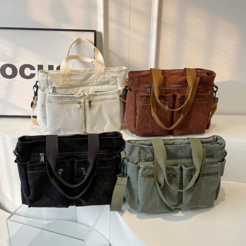 Women’s Multi Pocket Corduroy Crossbody Bag