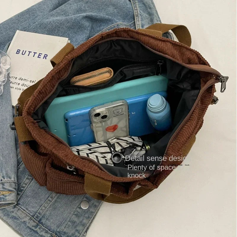 Women’s Multi Pocket Corduroy Crossbody Bag