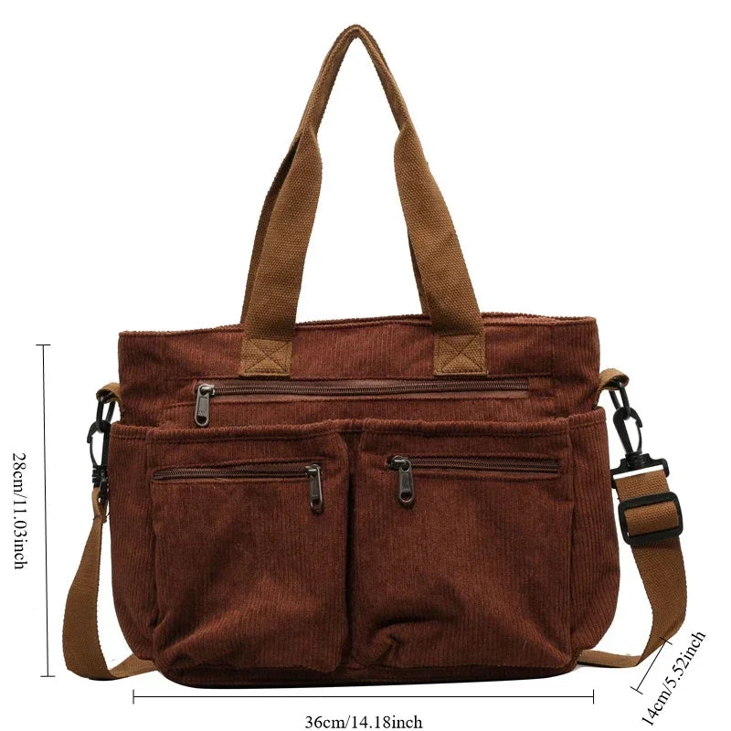 Women’s Multi Pocket Corduroy Crossbody Bag