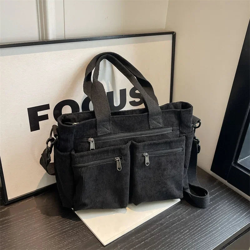 Women’s Multi Pocket Corduroy Crossbody Bag