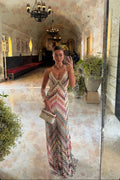 Women's Multicolor Sleeveless V-Neck Wedding Guest Dress