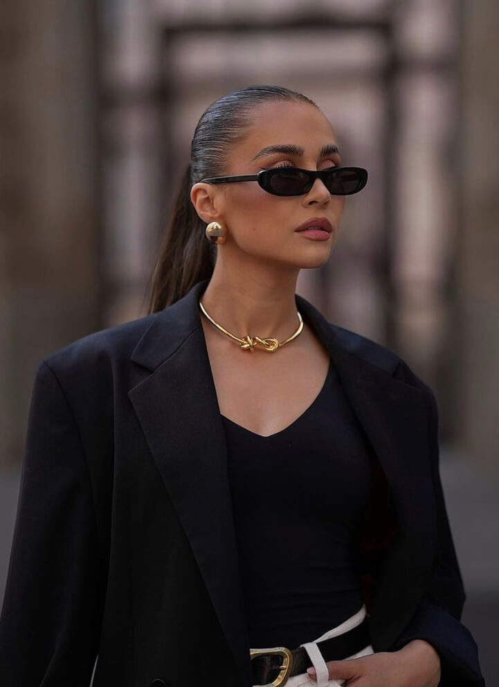 Women’s Narrow Oval Frame Sunglasses