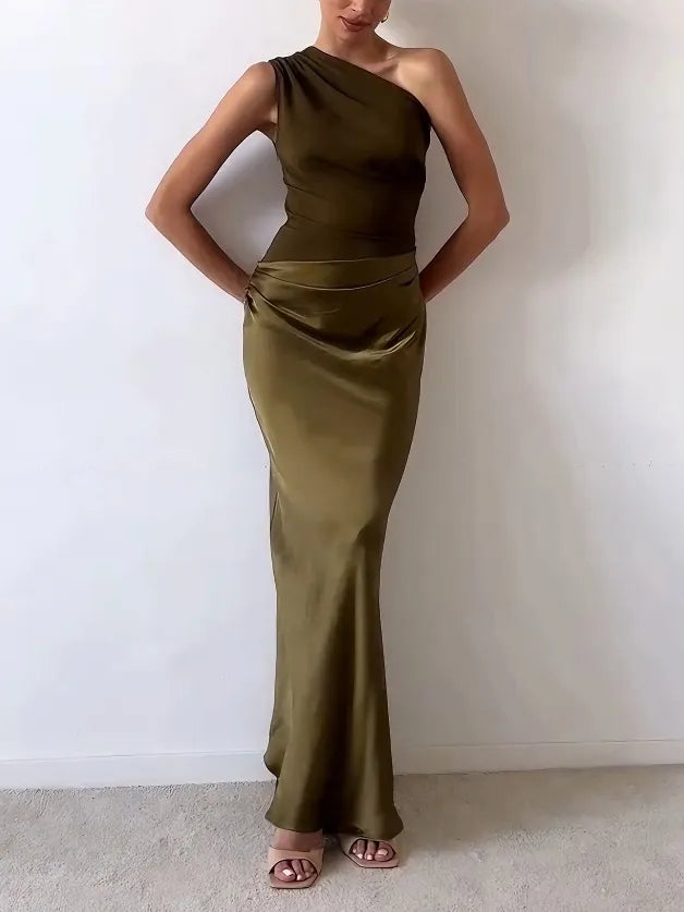 Festliches Damen-Maxikleid mit One-Shoulder-Ausschnitt