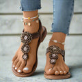Women’s Open Toe Embellished T Strap Flat Sandals