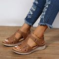 Women’s Open Toe Multi Strap Hook and Loop Flat Sandals