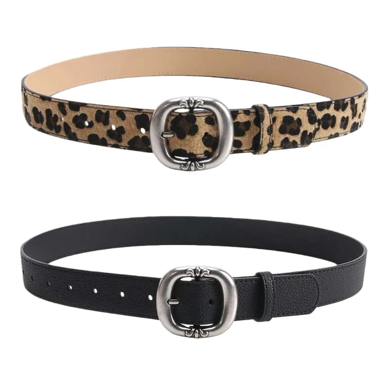 Women’s Oval Buckle Leather Look Belt
