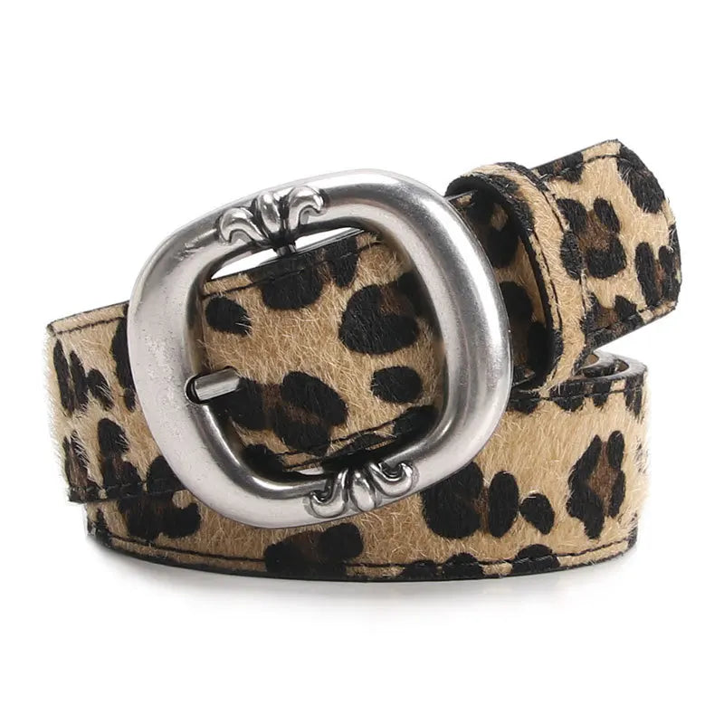 Women’s Oval Buckle Leather Look Belt