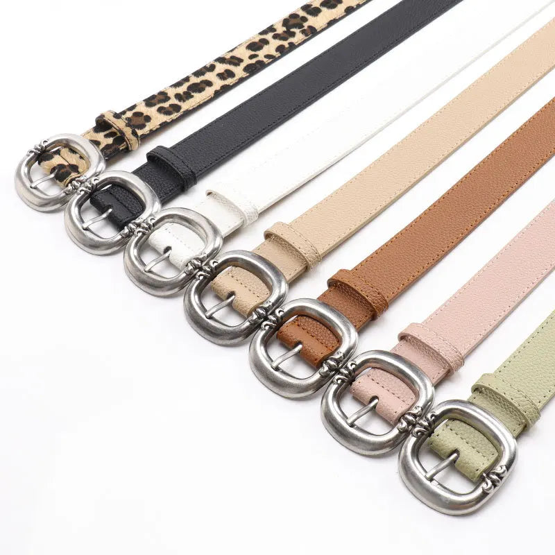 Women’s Oval Buckle Leather Look Belt