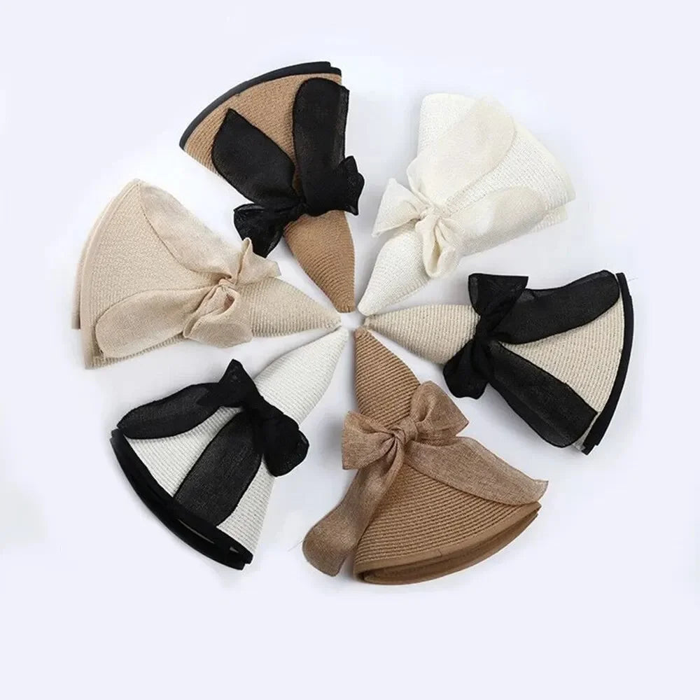 Women’s Oversized Wide Brim Straw Beach Hat with Bow