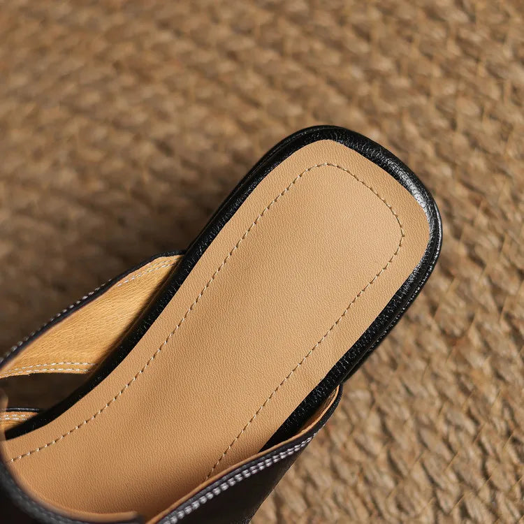 Damen-Mules mit eckiger Zehenpartie und Blockabsatz