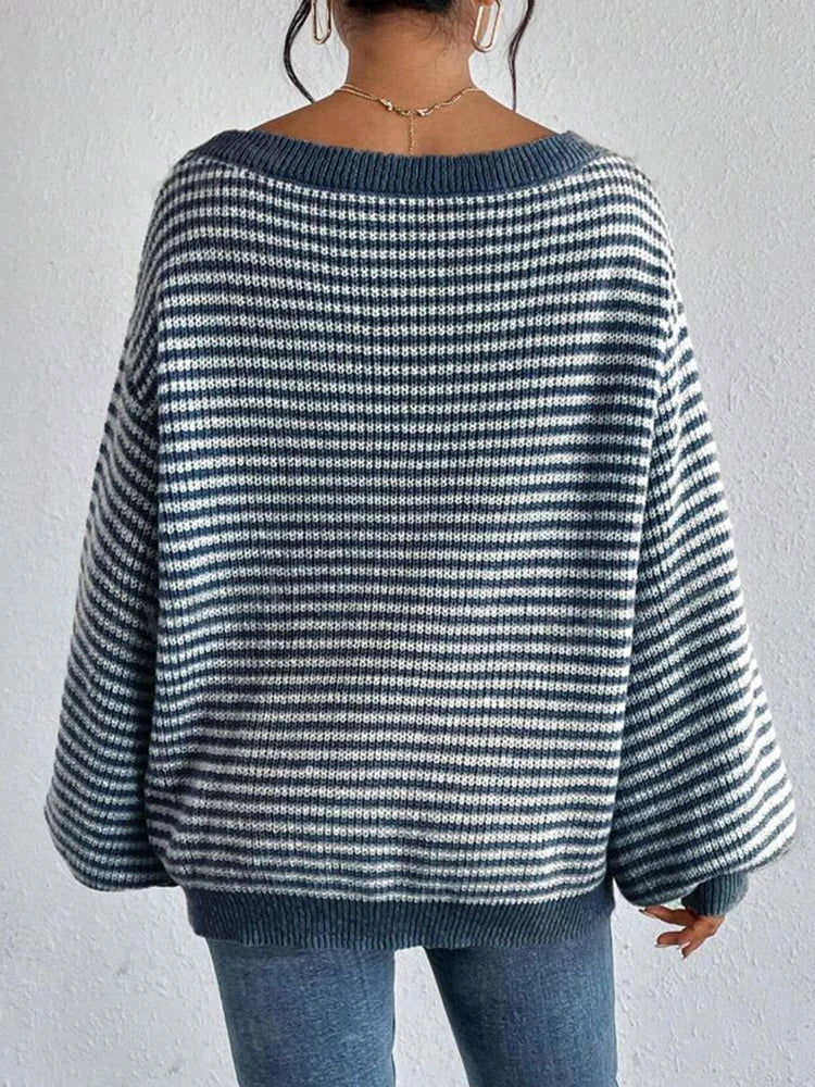 Women’s Striped Long Sleeve Knit Sweater