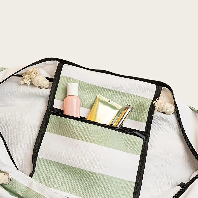 Women’s Striped Rope Handle Tote Beach Bag