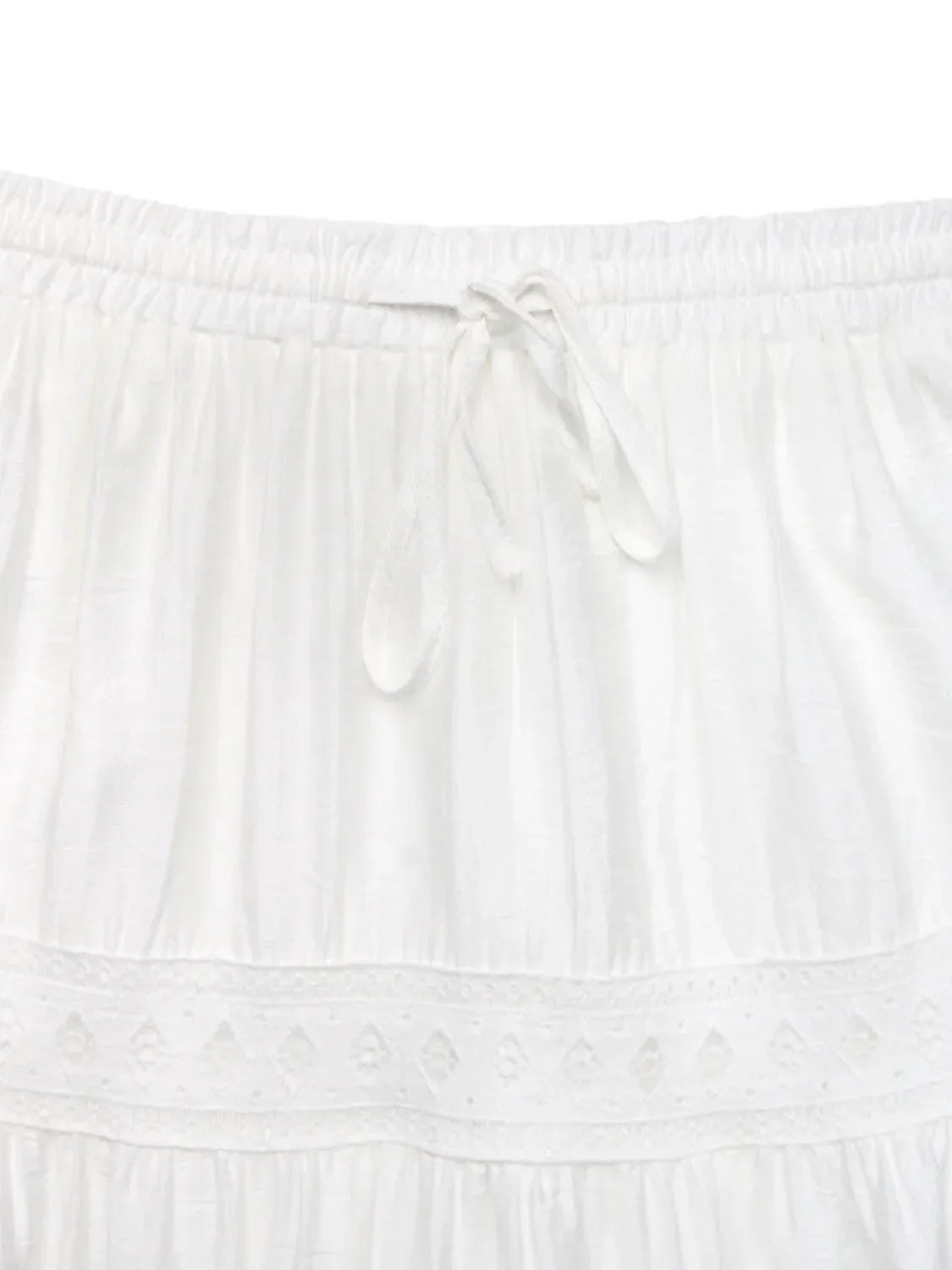 Women’s Tiered Lace Trim Elastic Waist Maxi Skirt