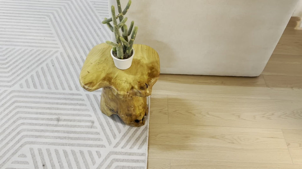 Wood Stool with Side Table for Comfortable Everyday Seating in Living Room