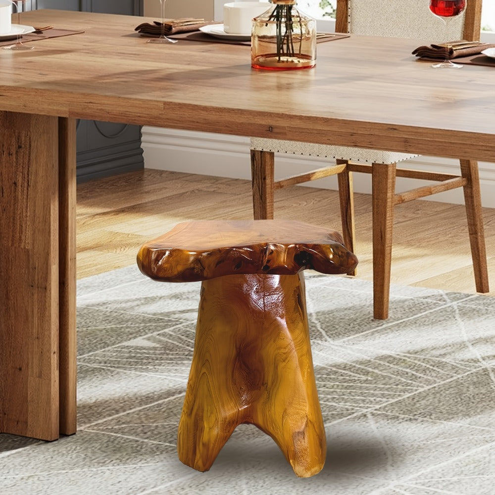 Wood Stool with Side Table for Comfortable Everyday Seating in Living Room