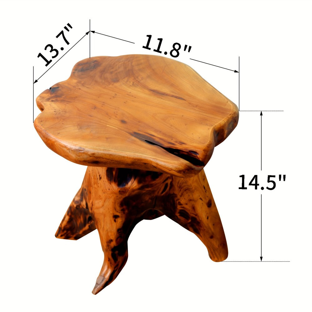 Wood Stool with Side Table for Comfortable Everyday Seating in Living Room