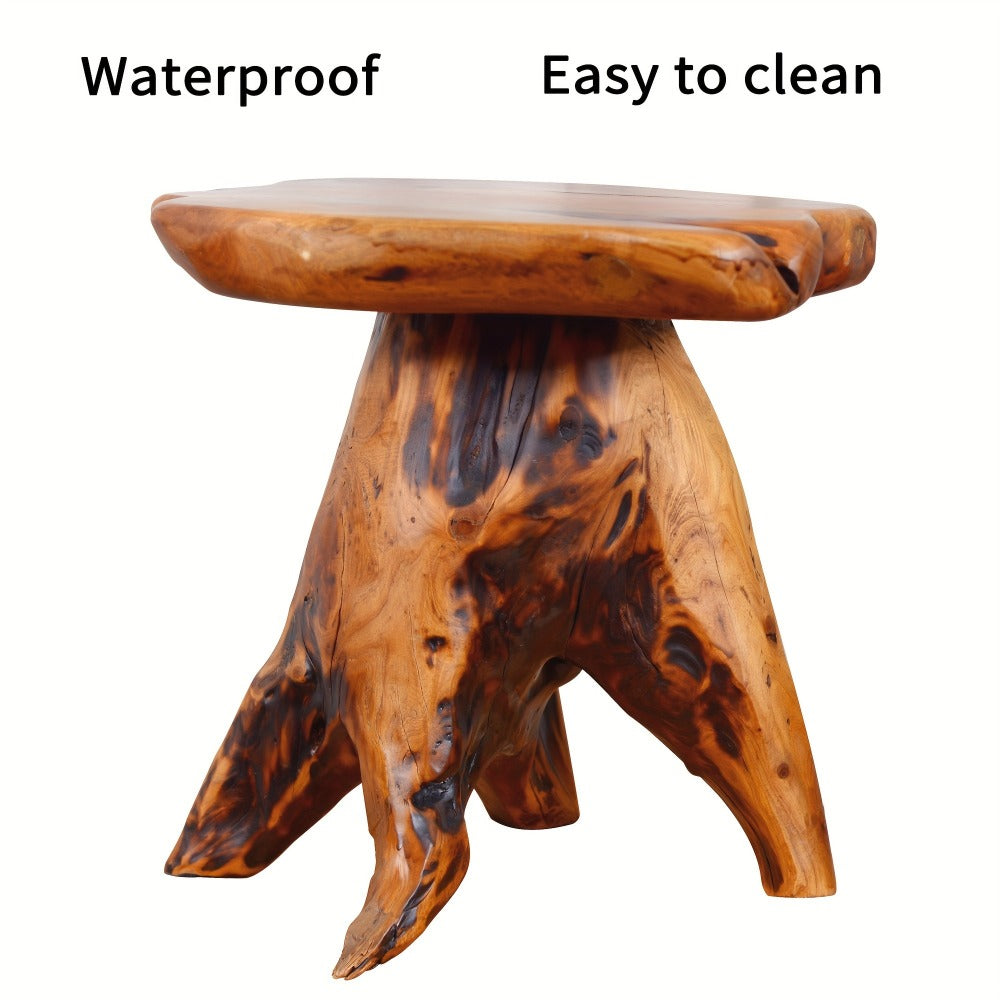 Wood Stool with Side Table for Comfortable Everyday Seating in Living Room