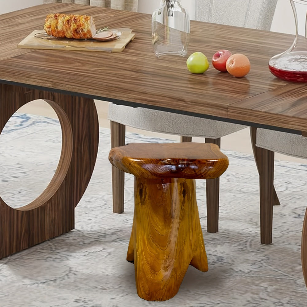 Wood Stool with Side Table for Comfortable Everyday Seating in Living Room