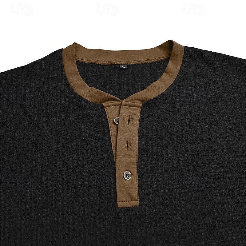 Owen | Geripptes Henley-Shirt mit langen Ärmeln