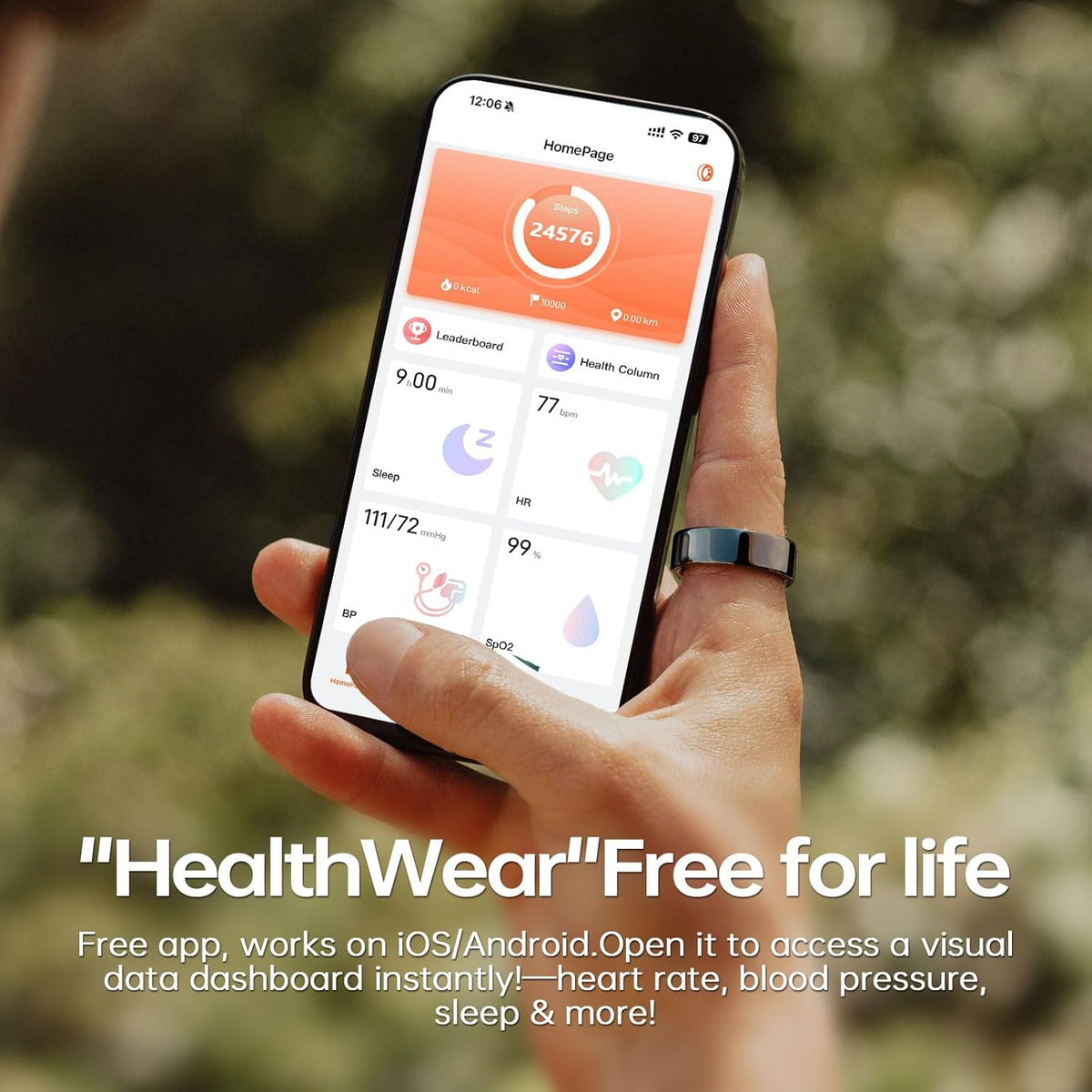 Wrongduck Céramiques Anneau Intelligent Bluetooth Suivi de Santé